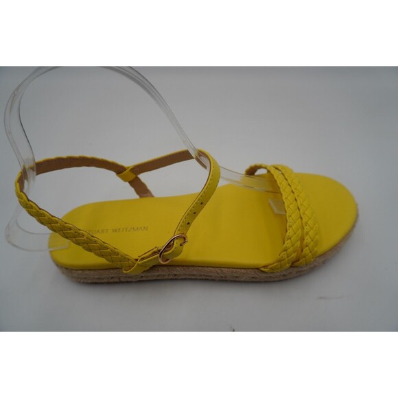 Stuart Weitzman Braided Leather Jute Sole Ankle Strap Yellow Sandals Size 7.5 - Picture 13 of 15